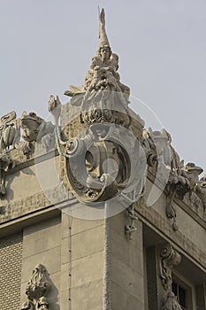 House with Chimaeras. Art Nouveau building located in the historic neighborhood of Kiev, the capital of Ukraine