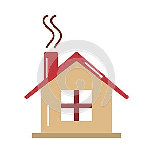 House chimney smoke cartoon flat icon