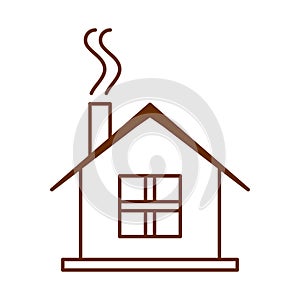 House chimney smoke cartoon line icon