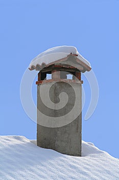 House chimney with snow