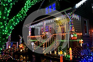 House with Christmas lights photo