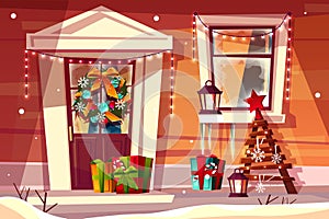 House in Christmas or New Year vector decorations
