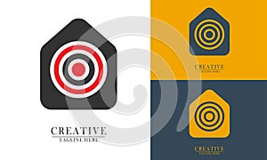 house and circle board target element icon logo