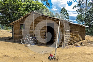 House of clay built and stick a pike and paja clay, in the rural area photo