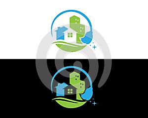 House cleaning and clean service logo icon design