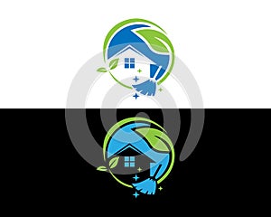 House cleaning and clean service logo icon design