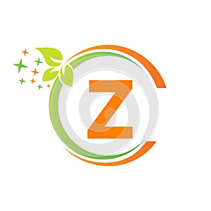 House Cleaning Logo On Z Letter Design. Letter Z Cleaning Service House Logo Template Vacuum Cleaner, Bucket, Spring Cleaning
