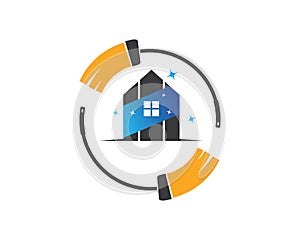 house cleaning service icon logo vector illustration