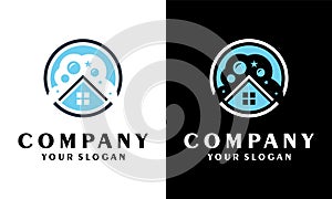 House Cleaning Vector Logo Design, Eco Friendly with shiny Home and circle Concept isolated on white Background