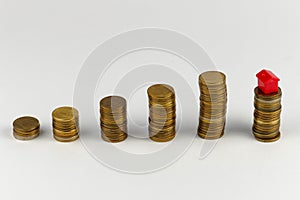 House and coins stack, realestate concept photo