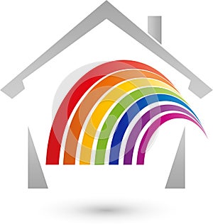 House in color, painter and real estate logo, house logo