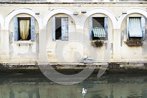 House with colorful shutters in Venice