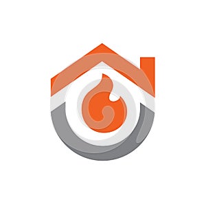 House Combined With Fire, Logo or Icon Design