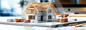 House Construction Blueprint Model photo