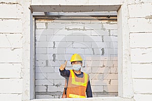 House construction  building site with lightweight bricks