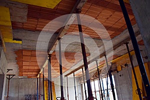 House in construction, ceiling, in Italy, construction site, secure tecniques