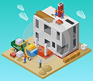 House Construction Isometric Composition