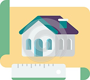 House construction plan illustration in minimal style