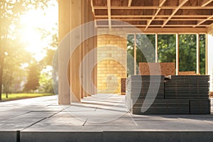 House Construction Site with Visible Materials and Structure