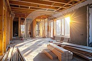 House Construction Site with Visible Materials and Structure