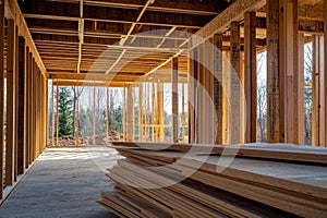 House Construction Site with Visible Materials and Structure