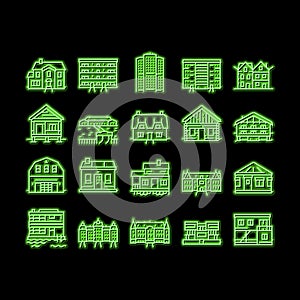 House Constructions neon glow icon illustration