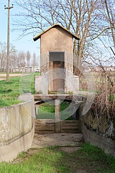 House cottage small tool shed agriculture panorama landscape nature building Po Valley Italy Italian