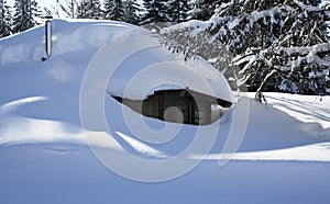 House covered by fresh snow