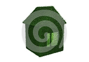 House covered with grass. Concept of environmental protection, cleanliness of nature, nature conservation, recycling