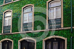 The house is covered by a green azulejo photo