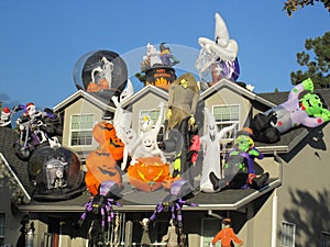 House Covered in Huge Halloween Decorations