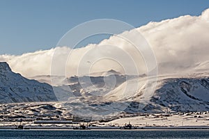 House covered with snow in the Russian town of Severo-Kurilsk on the Kuril Islands