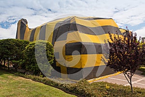 House is covered by tent for fumigation photo