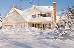 House covered in winter snow