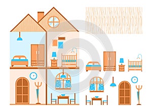 House in cut. A doll`s house vector