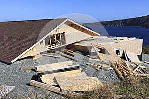 Damaged house from wind storm