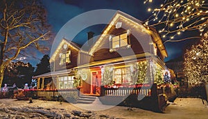 House decorated with Christmas lights