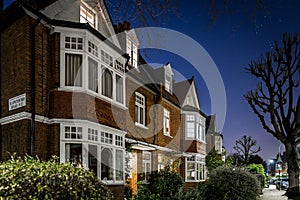 House decorated for Christmas in London