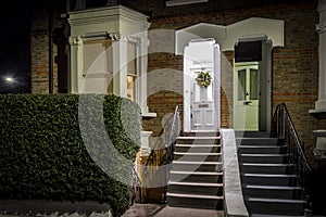 House decorated for Christmas in London