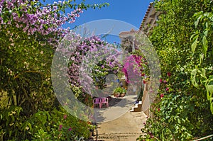 House decorated with flowers