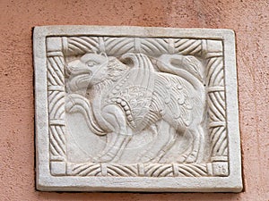 House decoration with Venetian lion, Venice, Italy