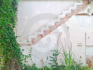 The house is demolished and there are also patterns of stairs left simultaneously