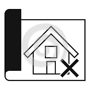 House demolition plan icon, simple style