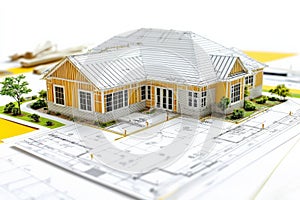 House Design Blueprint and Model photo
