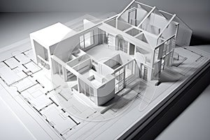 House, design, drawing, architectural plan 3D, Generative AI