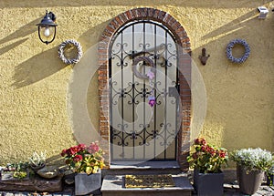 House door in German small town in Grieth, North-Rhine Westphalia