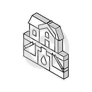 house drainage system and water storage isometric icon vector illustration