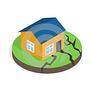 House after an earthquake icon, isometric 3d style