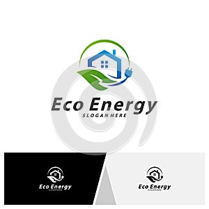 House with Eco Energy Logo Template Design Vector, Emblem, Design Concept, Creative Symbol, Icon