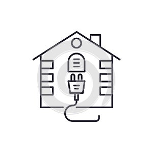 House electrical system line icon concept. House electrical system vector linear illustration, symbol, sign
